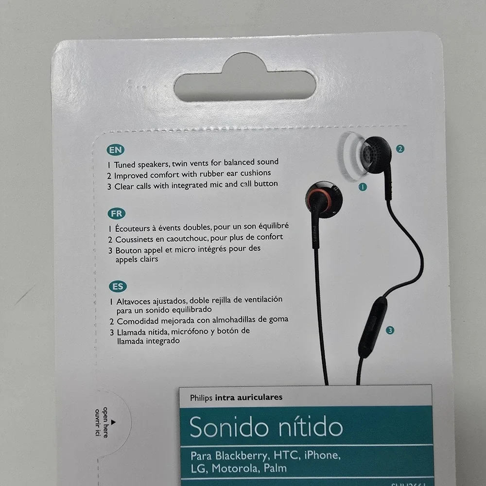 Philips In Ear Headset Headphones Mobile Phone Clear Sound SHH2661 New‎